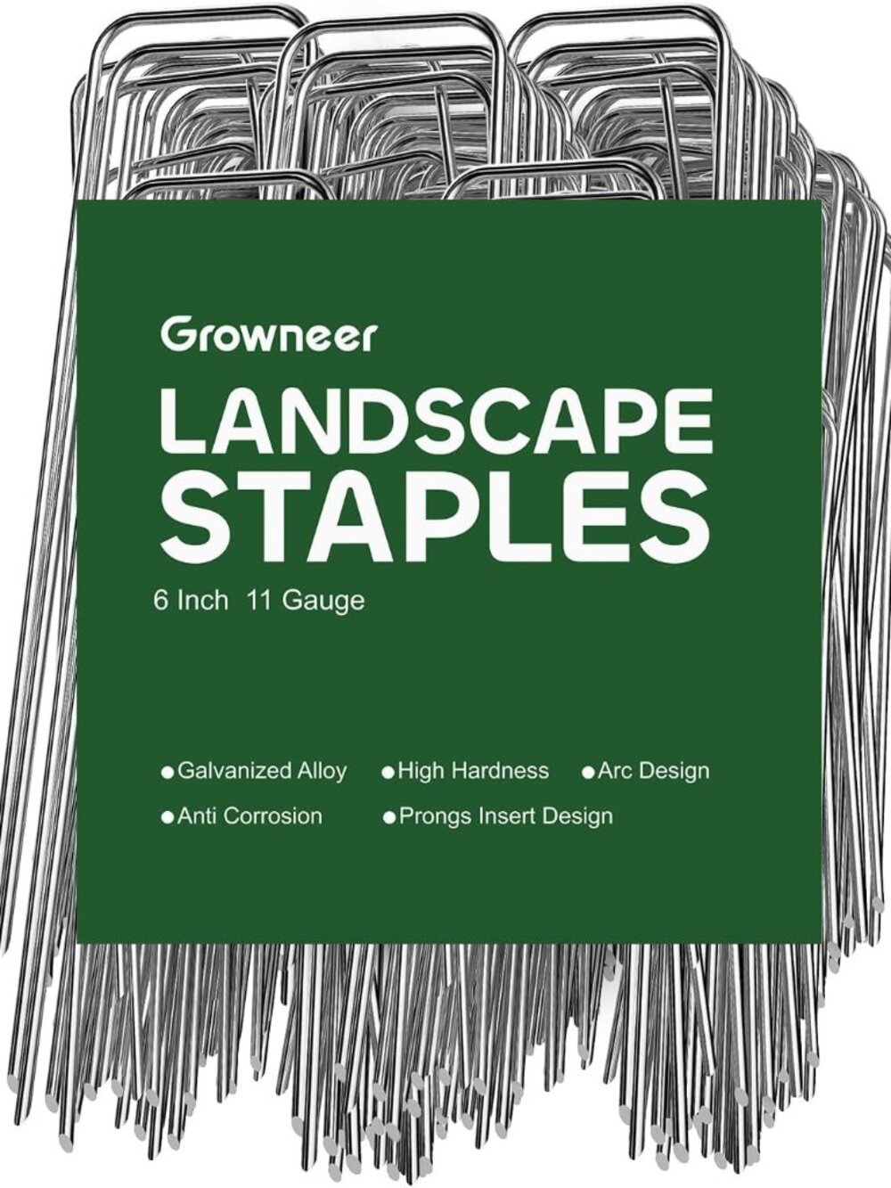 100 Pack Landscape Staples 6 inch 11 Gauge Yard Stakes